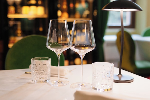 Dinner served, local cuisine, garden views