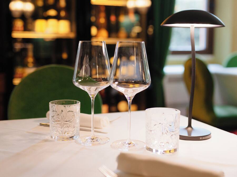 Dinner served, local cuisine, garden views