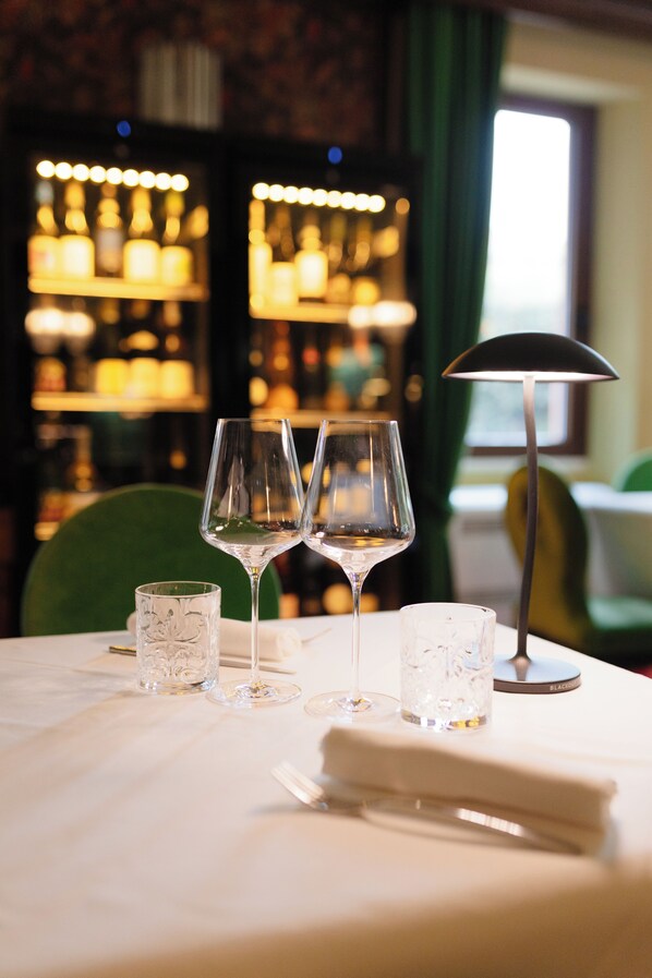 Dinner served, local cuisine, garden views