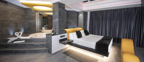 Suite Premium, hidromasaje | 1 habitación, ropa de cama de alta calidad y edredón