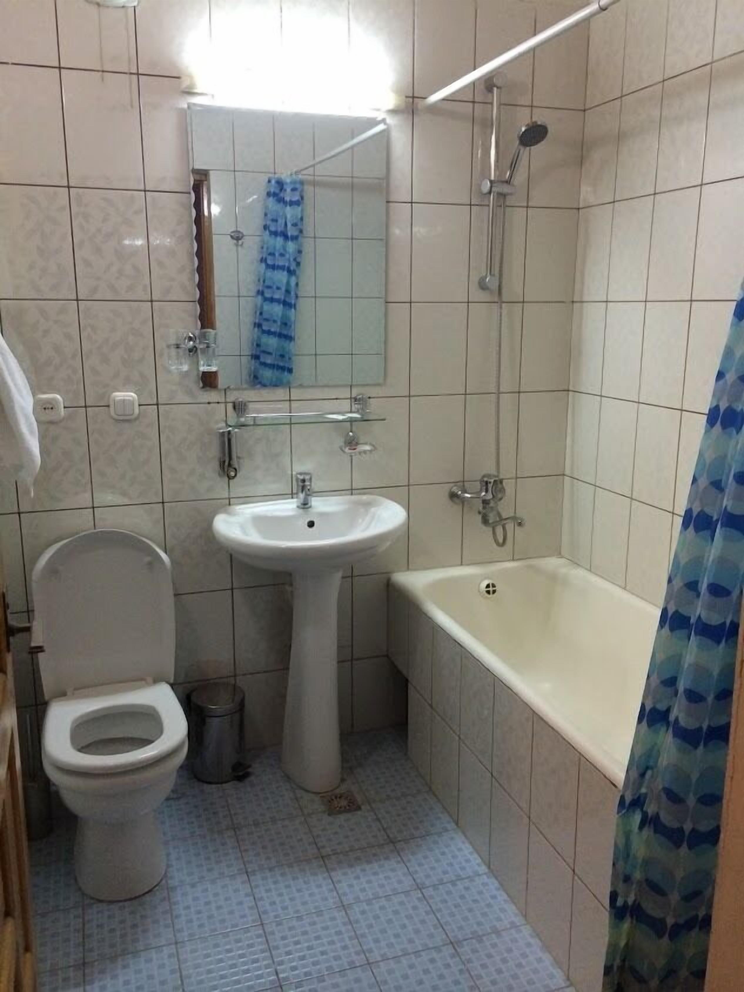 free toiletries, hair dryer, slippers, towels