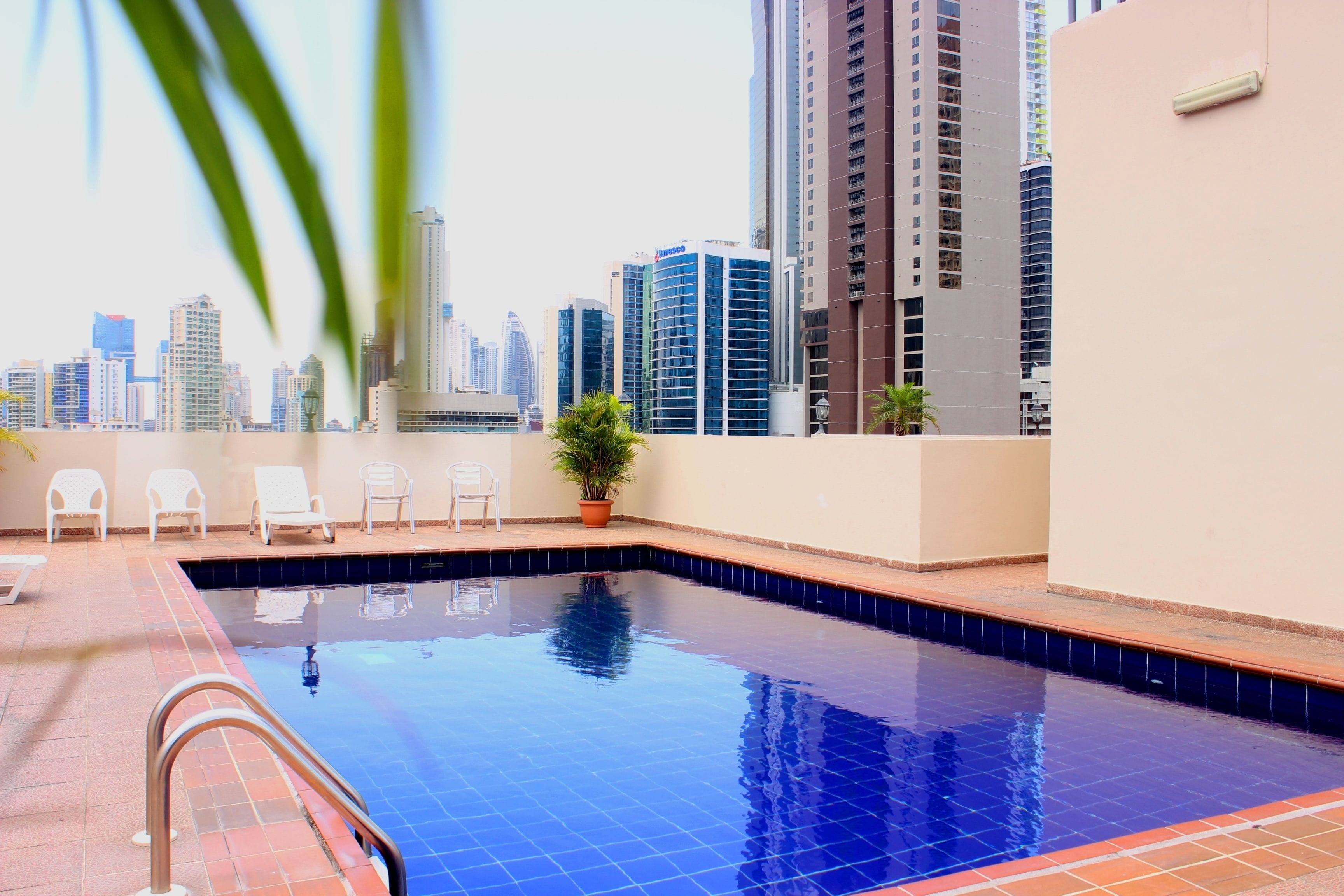 Outdoor pool, open 7:00 AM to 10:00 PM, sun loungers