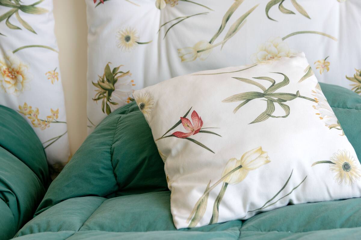 Down comforters, desk, blackout drapes, iron/ironing board (on request)