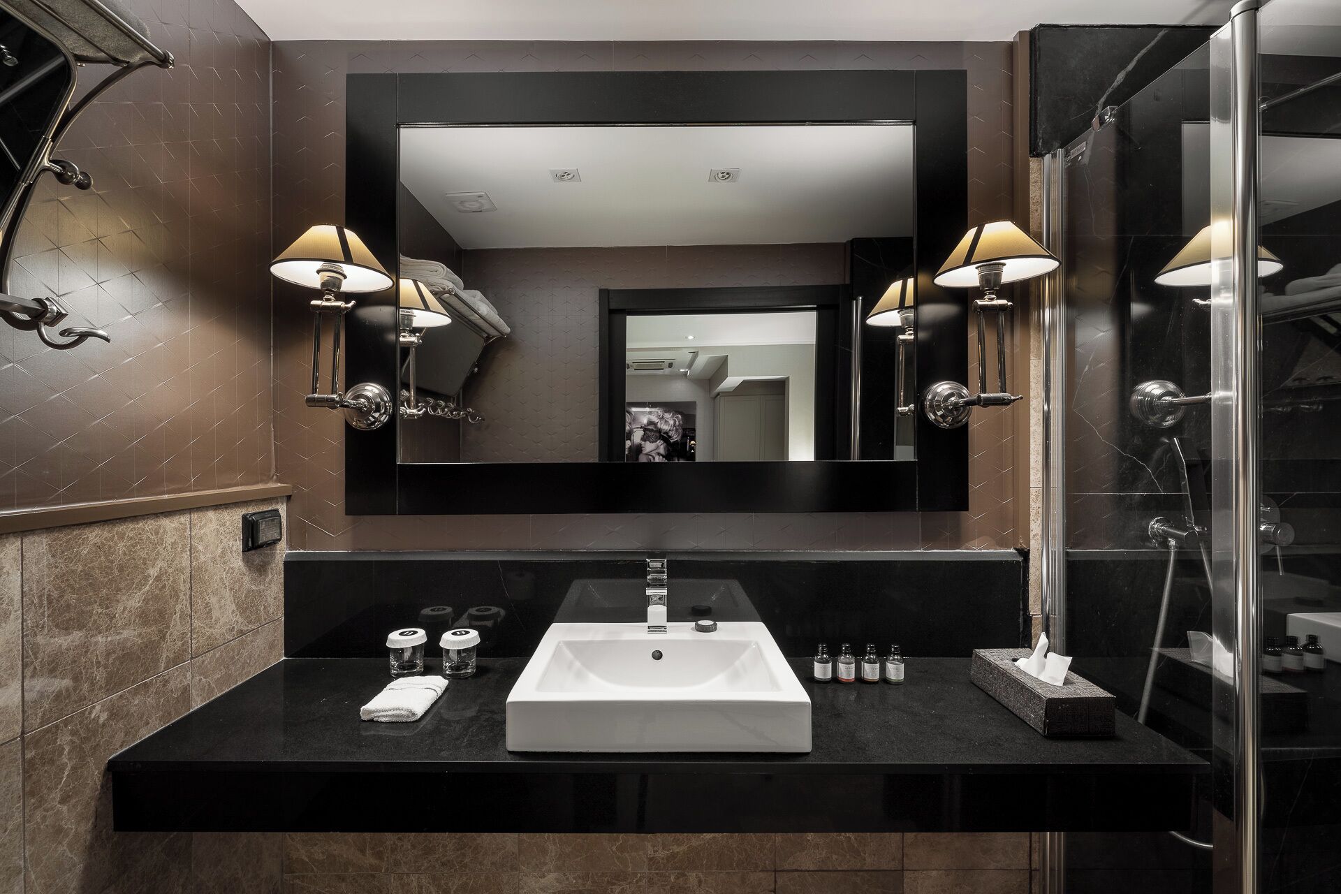 deluxe suite | bathroom | shower, rainfall showerhead, free toiletries, hair dryer