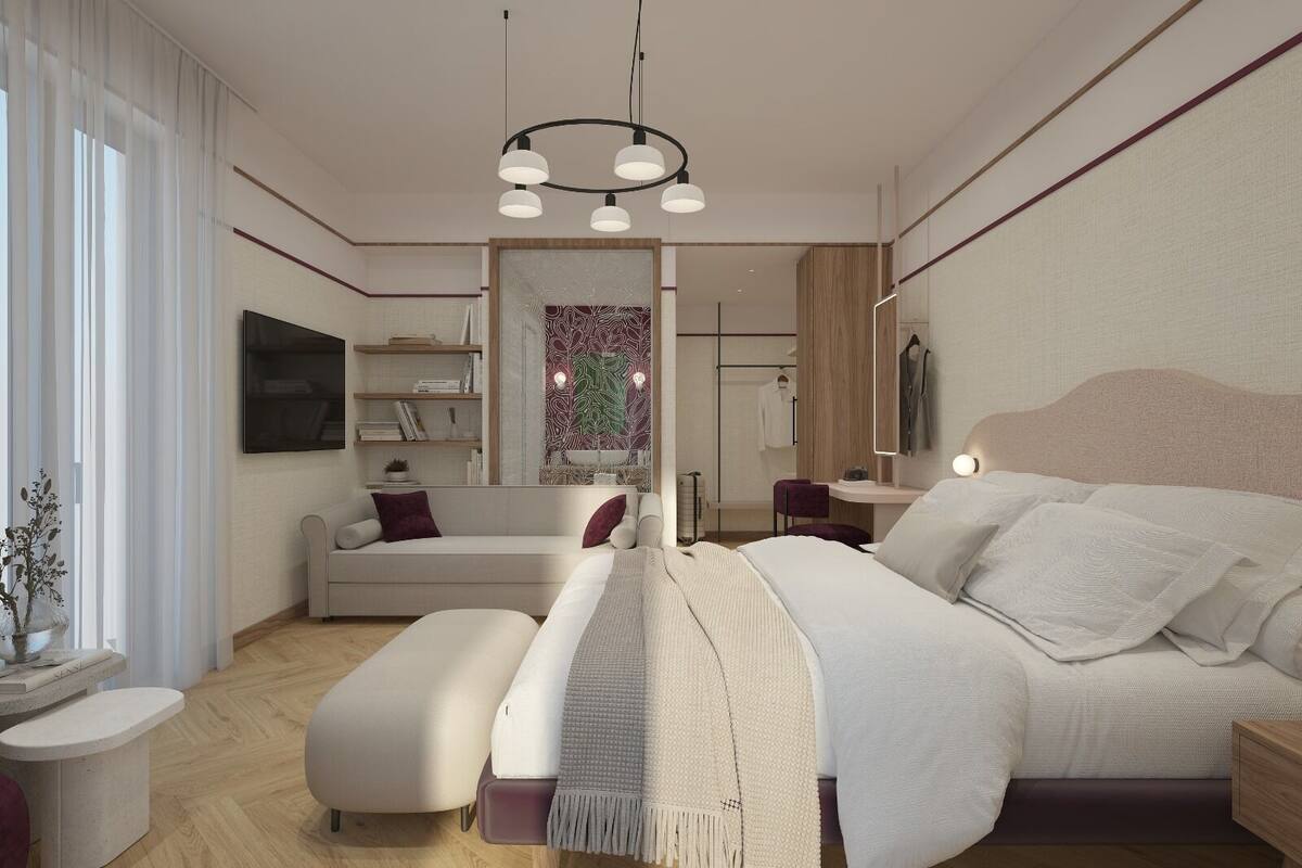 Minibar, caja de seguridad en la habitación y muebles diferentes