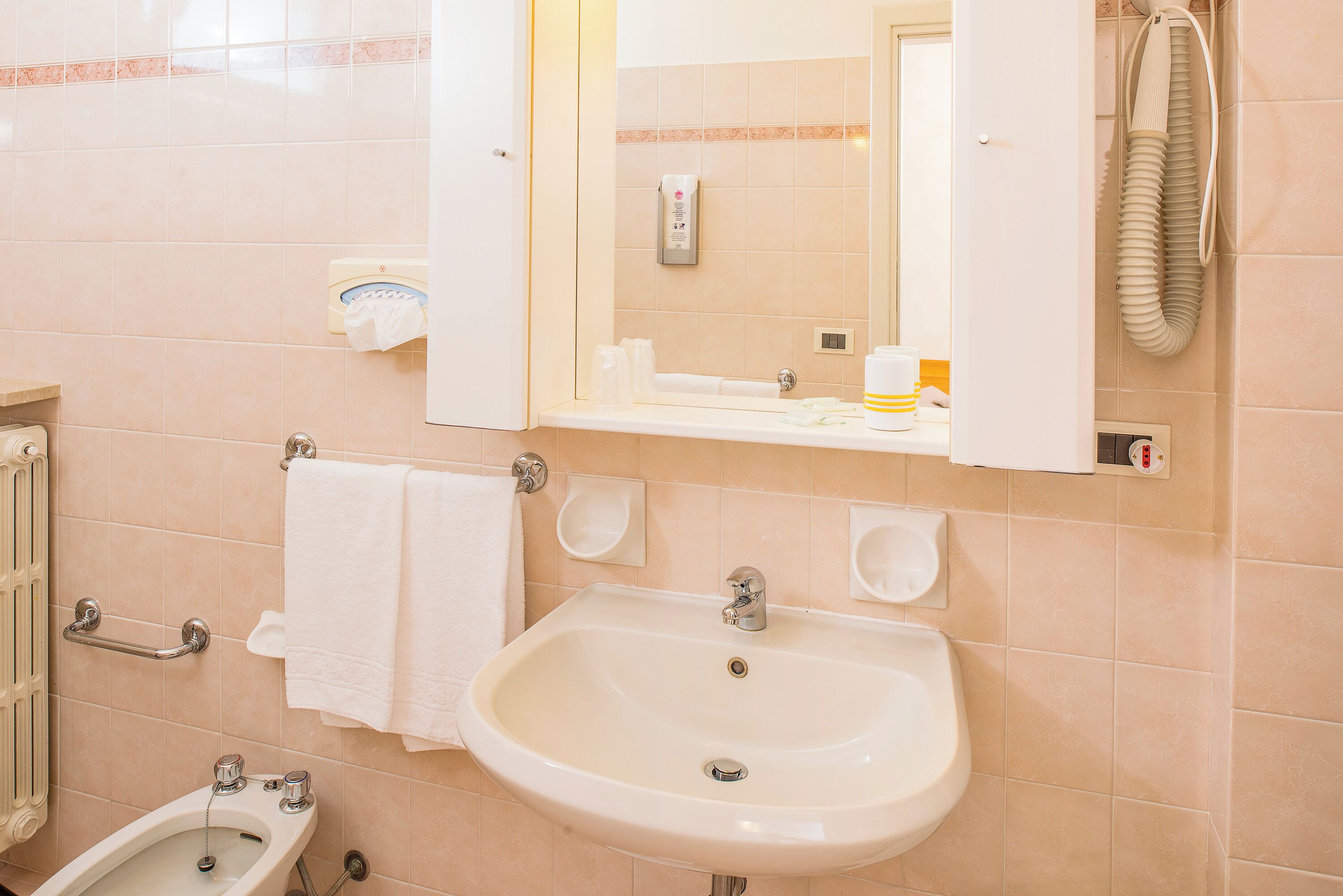 shower, free toiletries, hair dryer, bidet