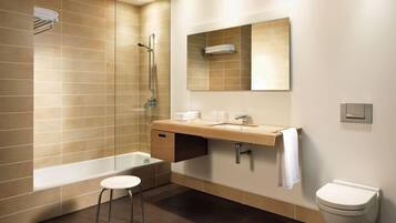 Standard Double Room | Bathroom | Shower, hair dryer, slippers, towels