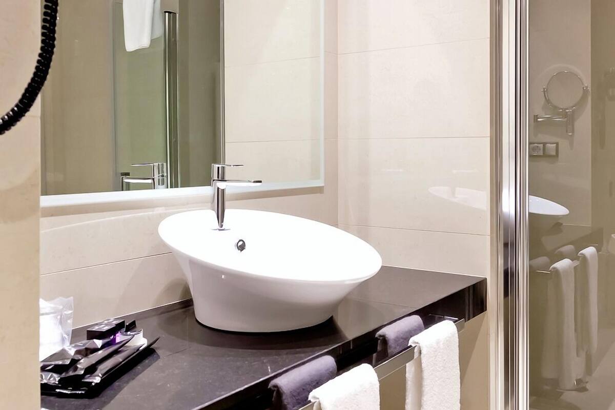 standard single room | bathroom | shower, free toiletries, hair dryer, bidet