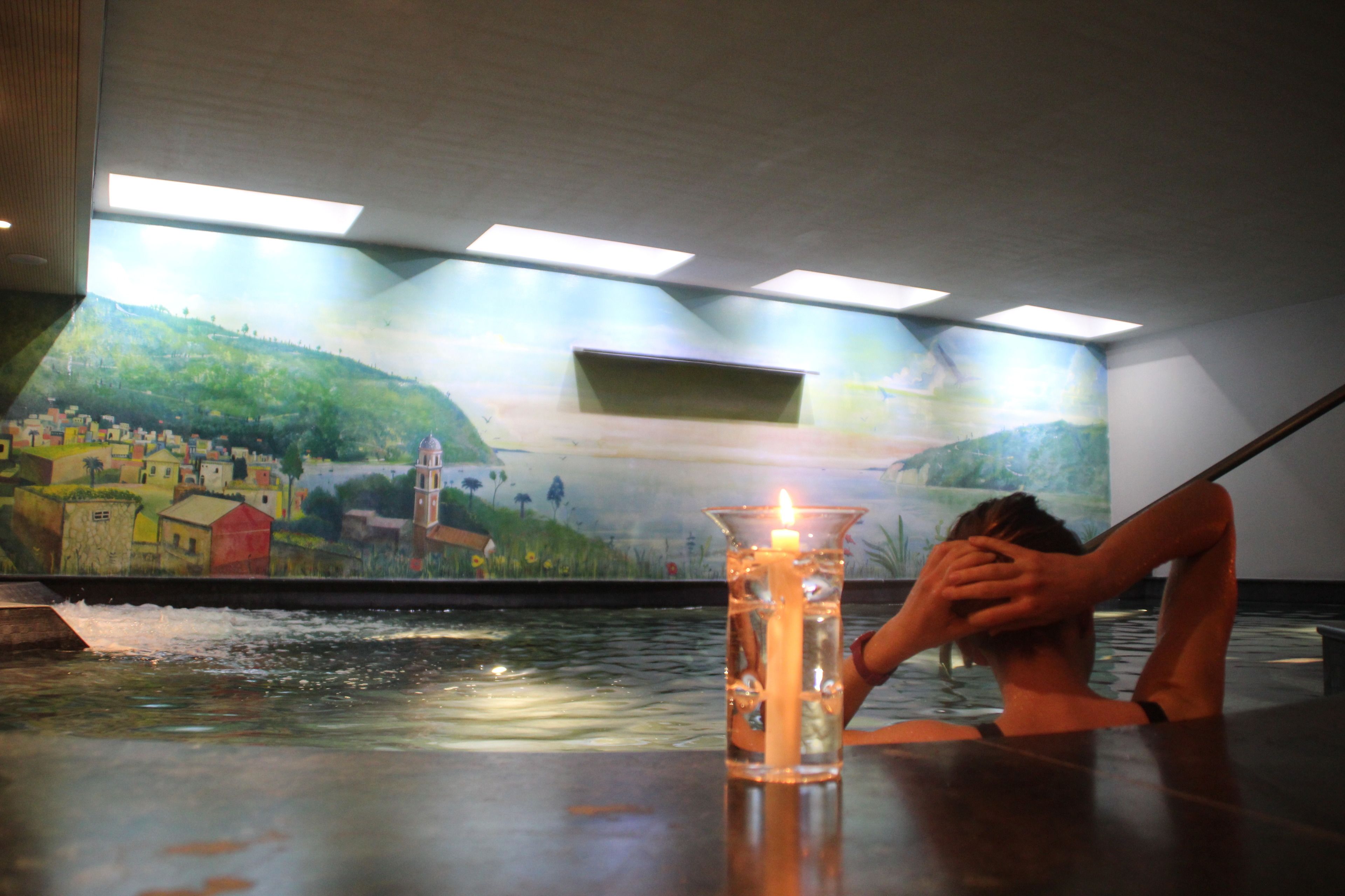 indoor pool, pool loungers