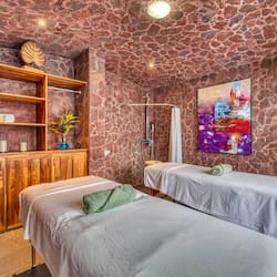 Outdoor treatment areas, deep-tissue massages, Swedish massages