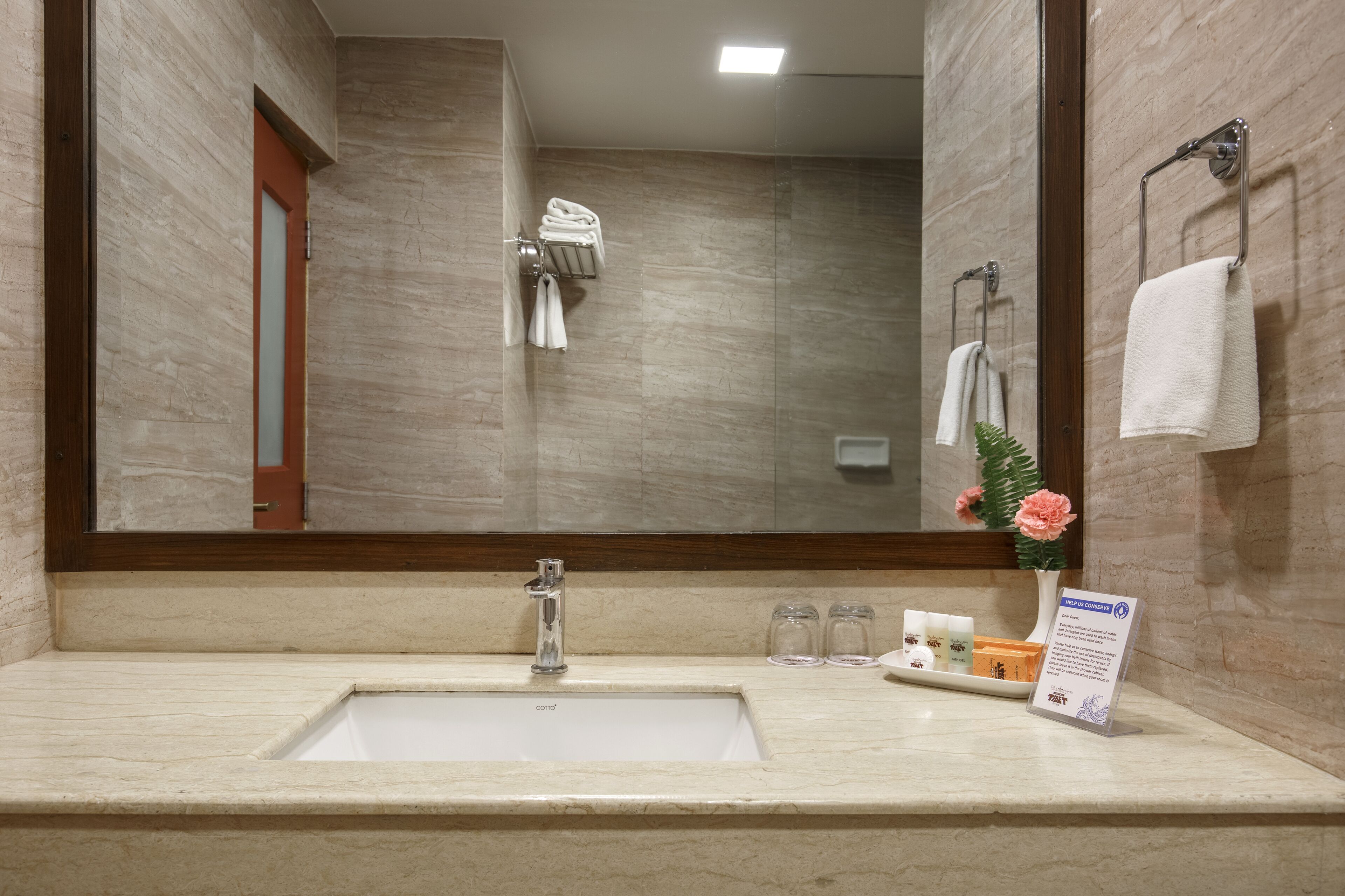 hair dryer, slippers, towels