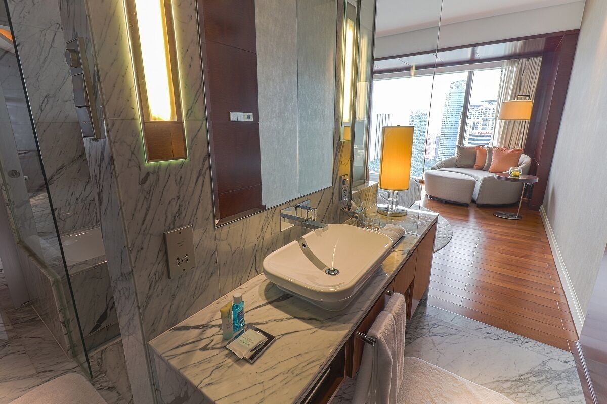 Grand, Executive Suite | Bathroom | Separate tub and shower, rainfall showerhead, designer toiletries