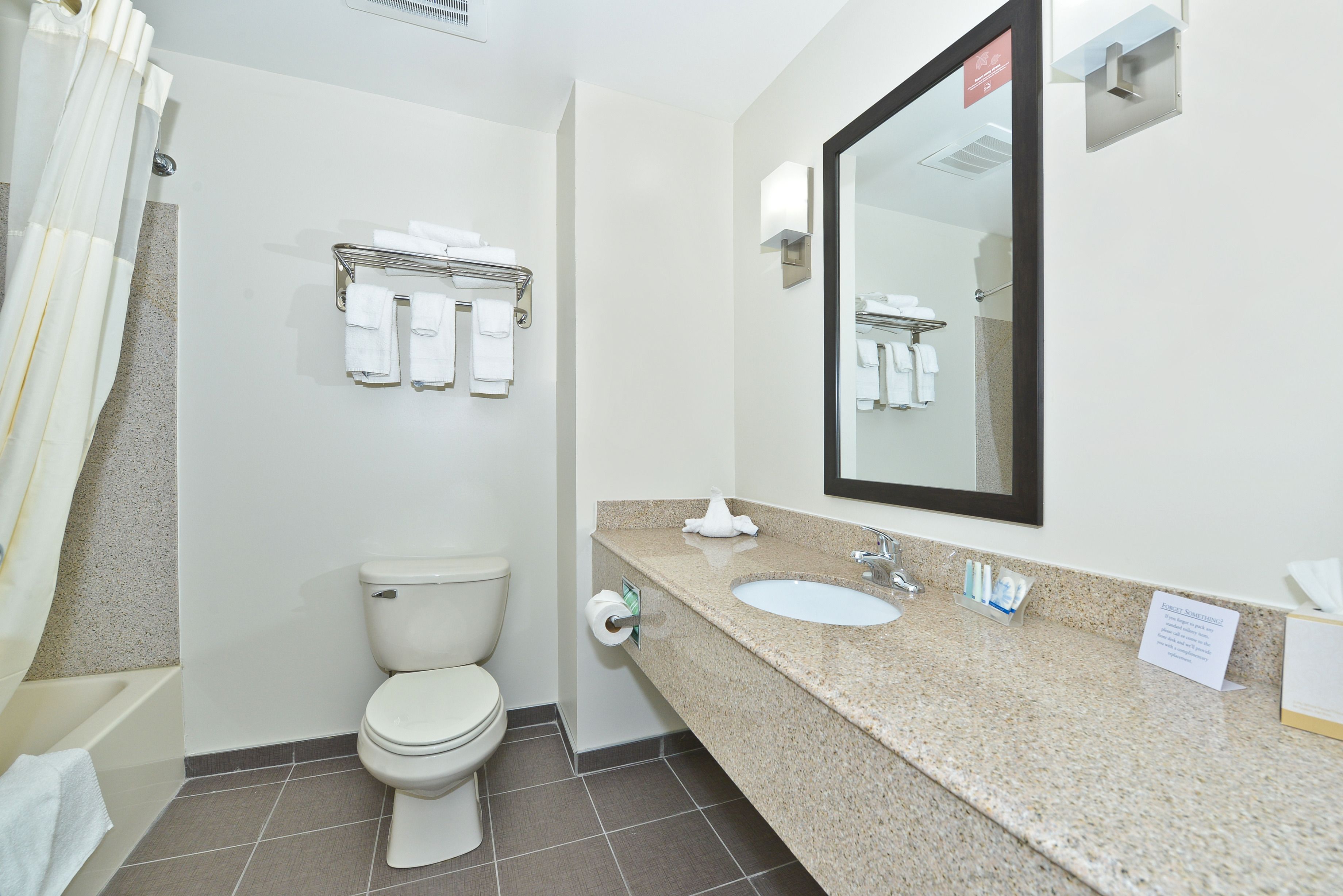 free toiletries, hair dryer, towels