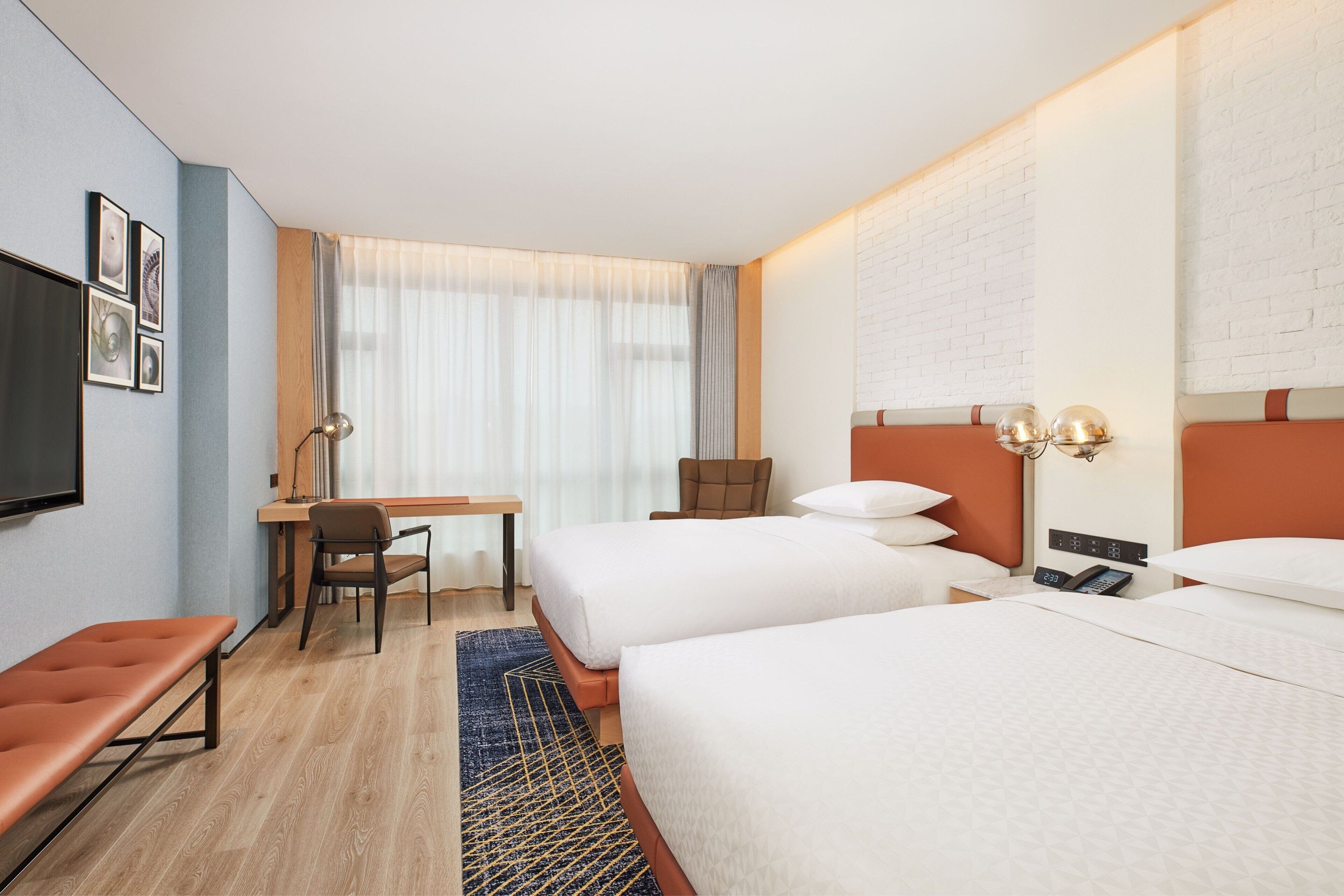 Standaard kamer, 2 tweepersoonsbedden, uitzicht op de stad