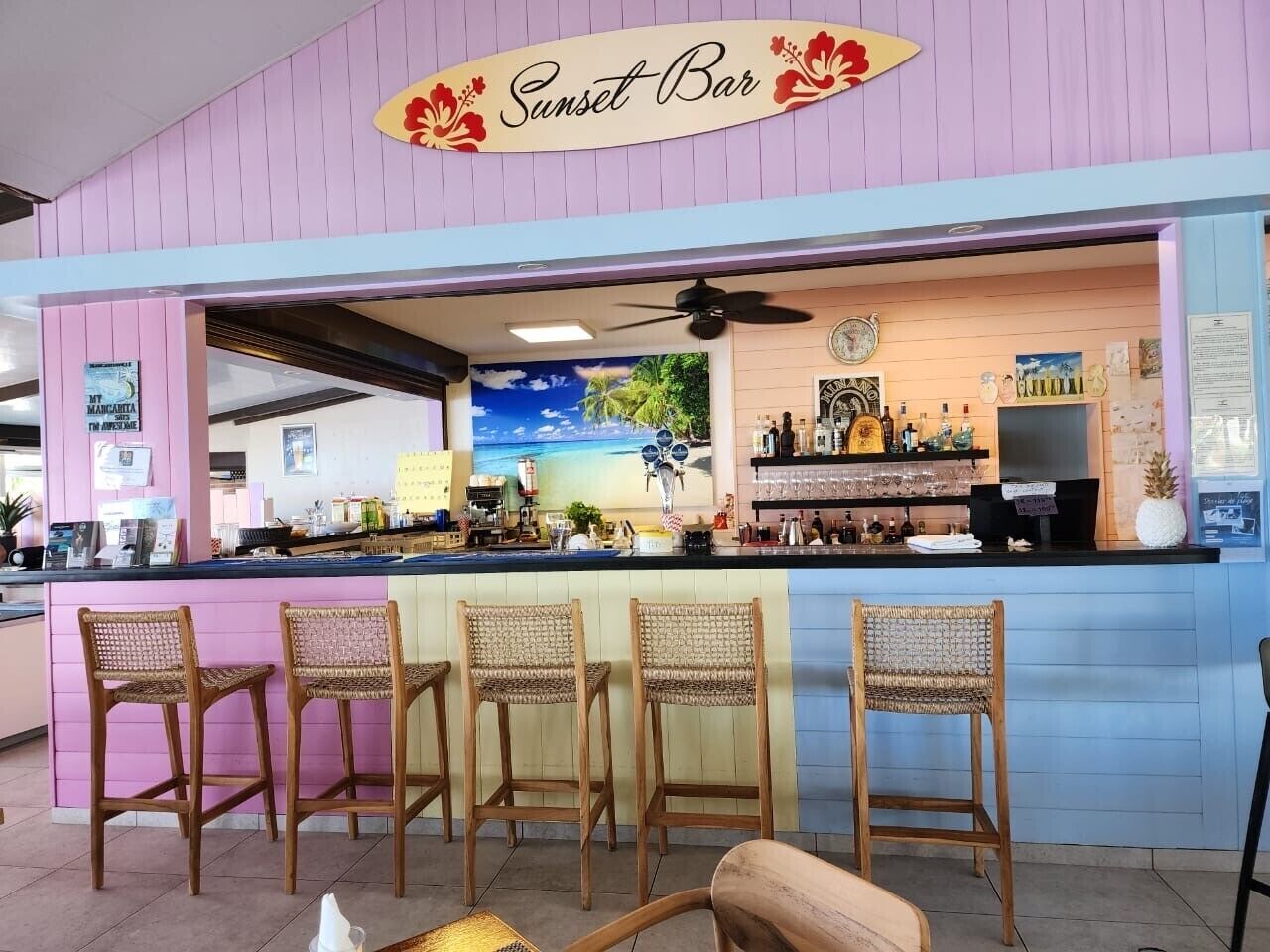 breakfast, lunch, dinner served; beach views