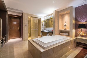 Executive Room (European Style Room) | Bathroom | Separate bathtub and shower, deep-soaking bathtub, rainfall showerhead