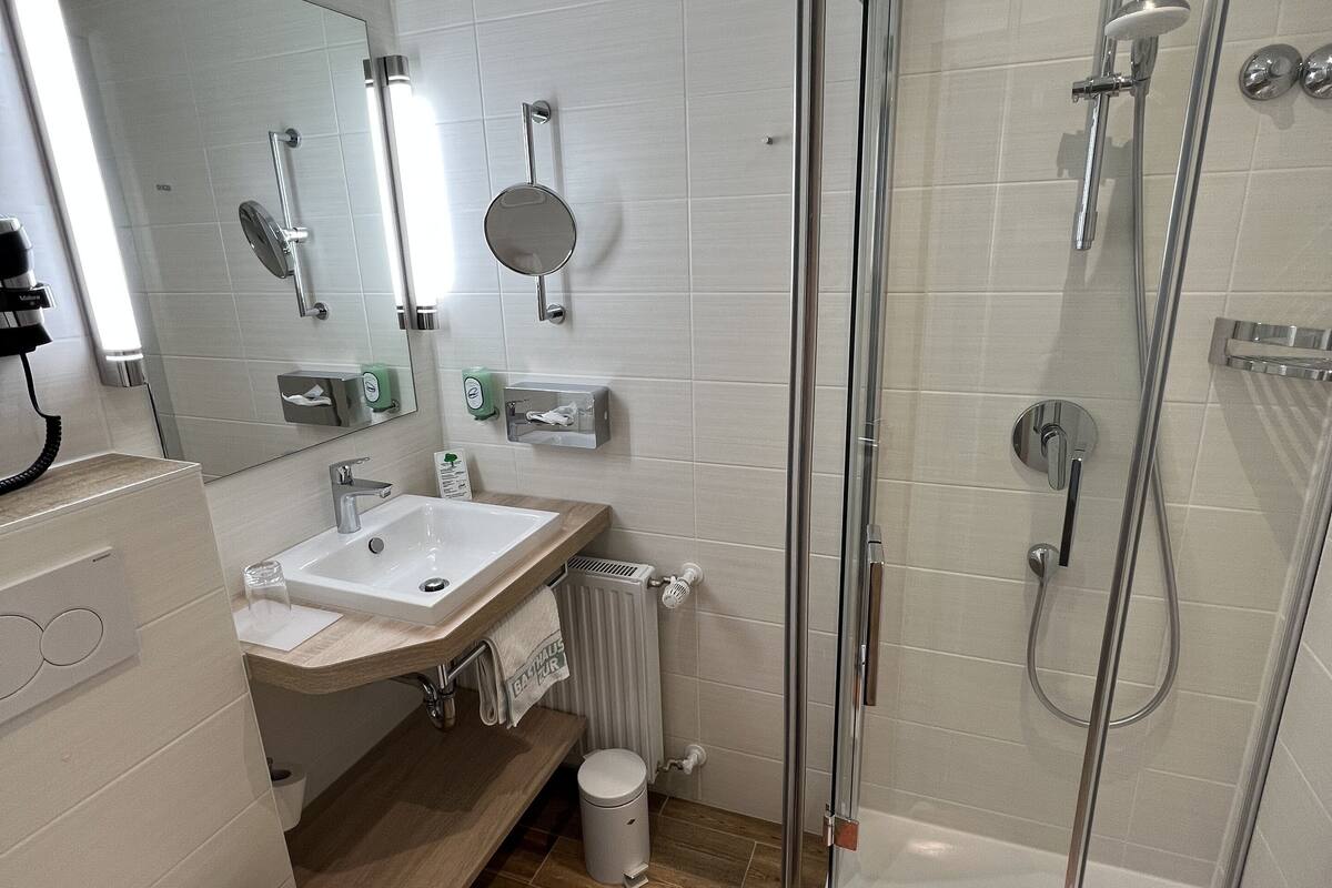 free toiletries, hair dryer, towels