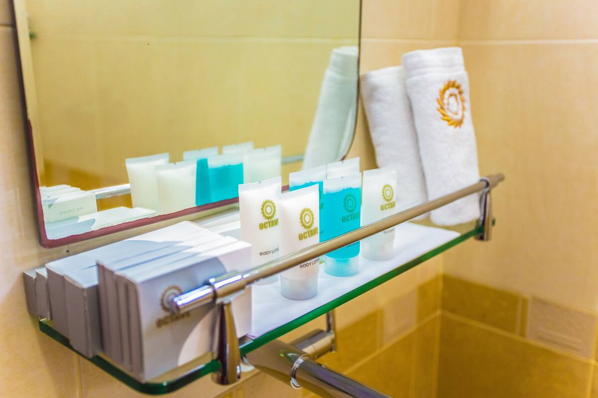 shower, rainfall showerhead, free toiletries, bidet