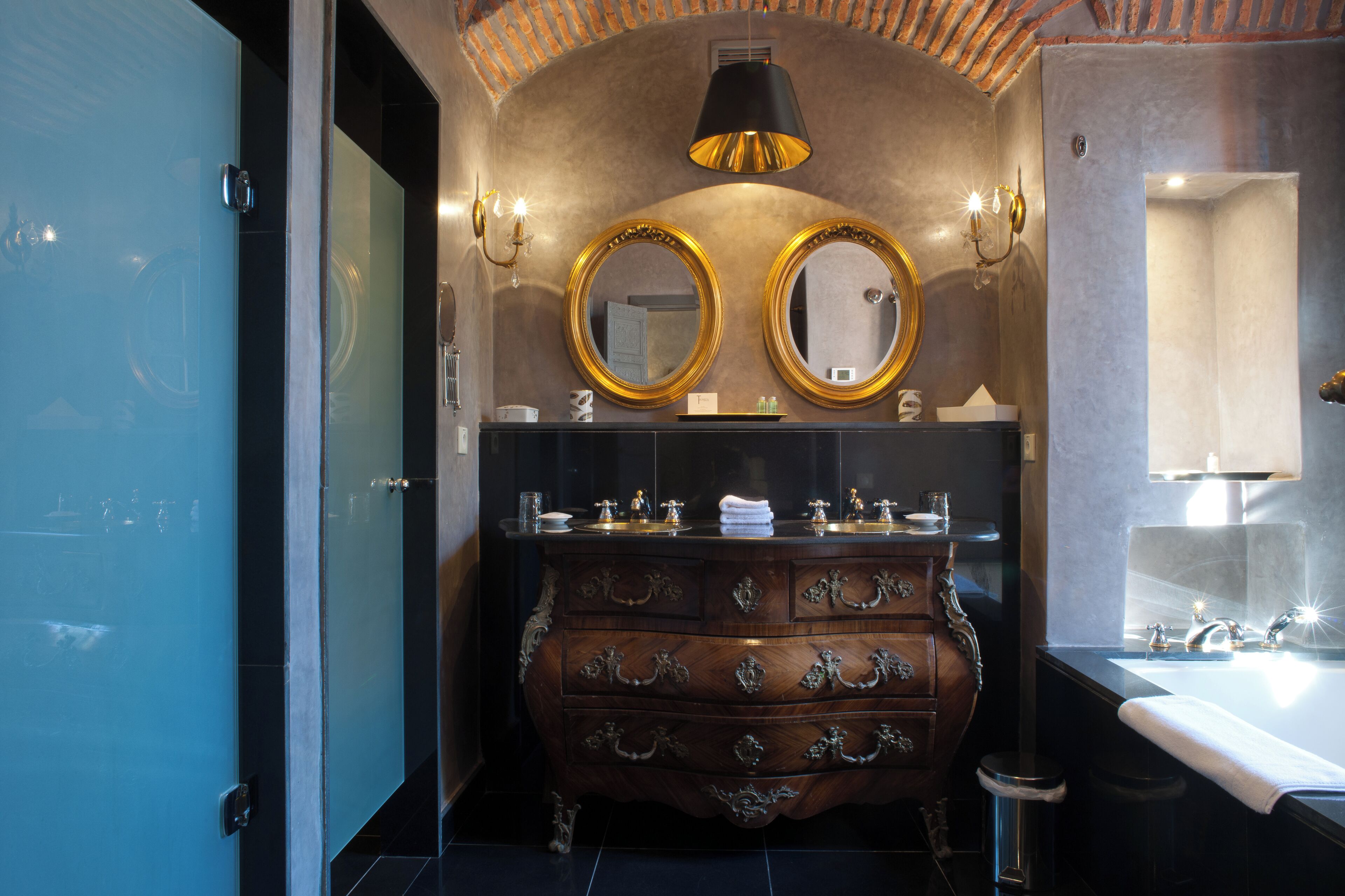 suite | bathroom | hair dryer, bathrobes, slippers, towels