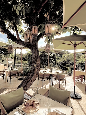 Lunch, dinner served; Modern European cuisine, pool views