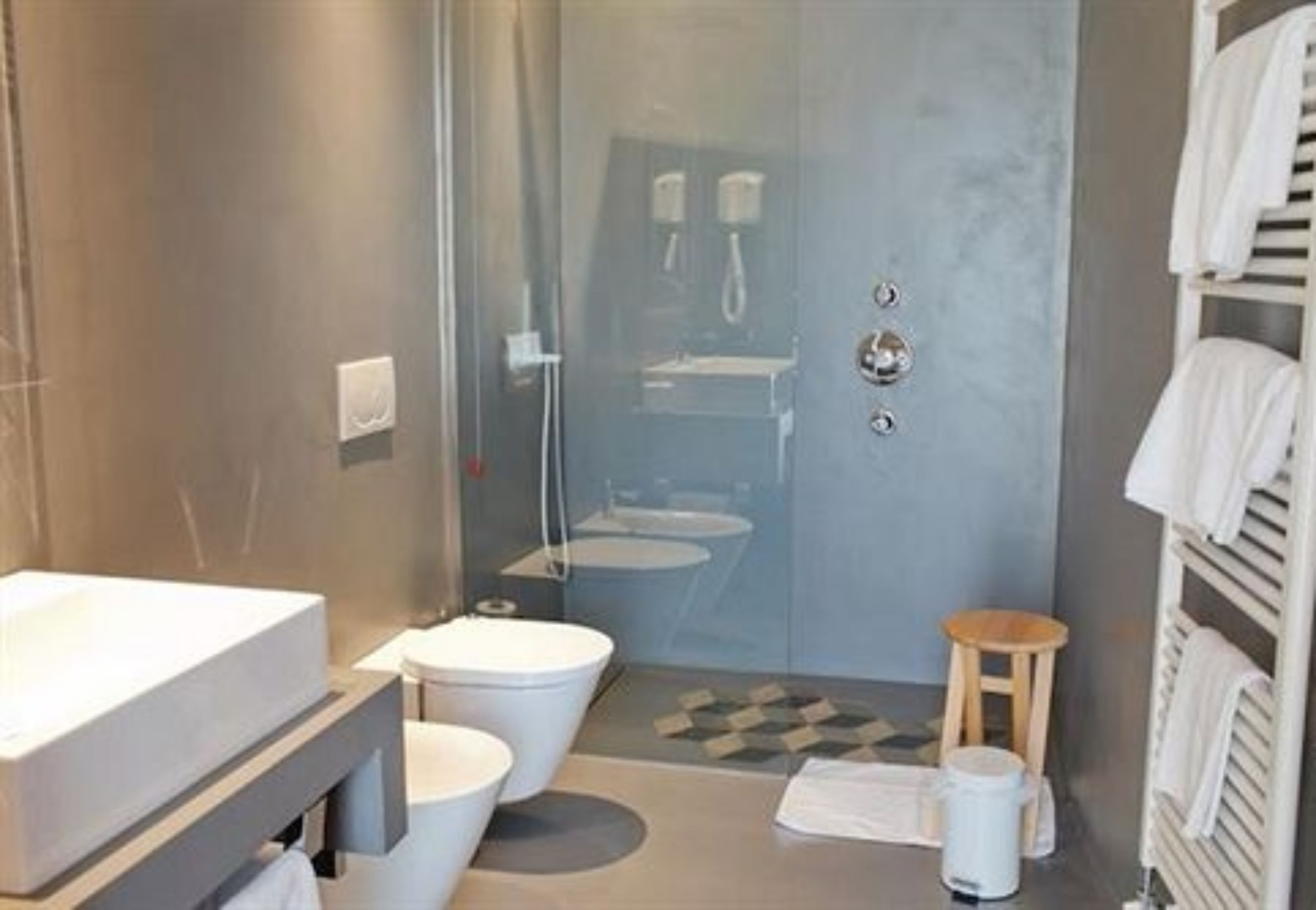 shower, rainfall showerhead, designer toiletries, hair dryer