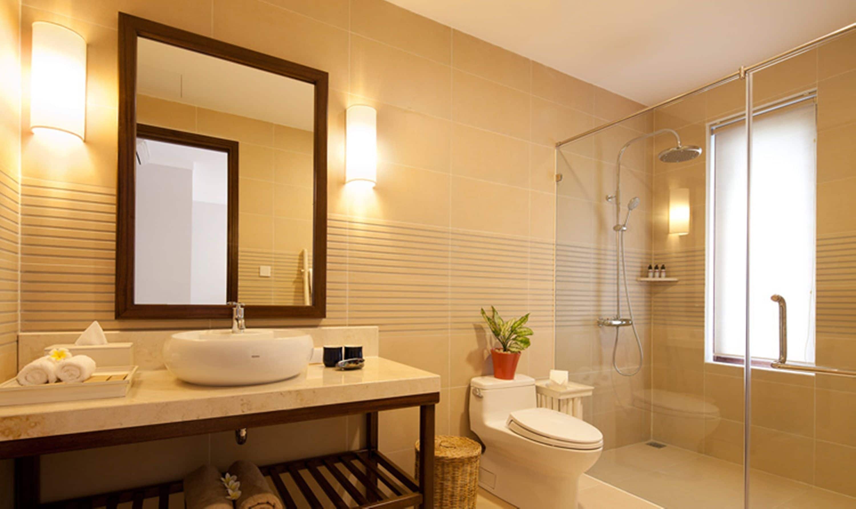 shower, free toiletries, hair dryer, bathrobes