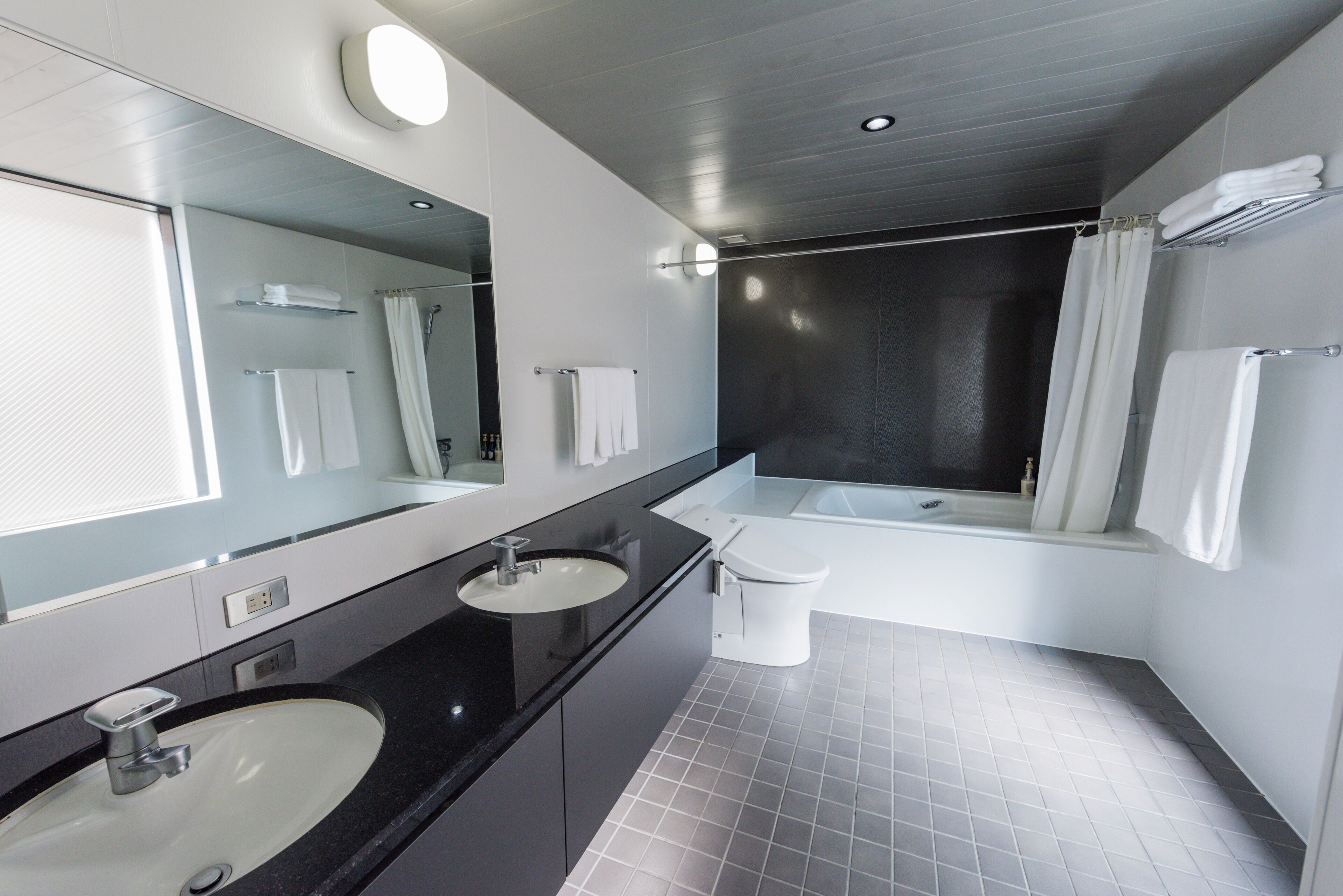 free toiletries, hair dryer, slippers, electronic bidet