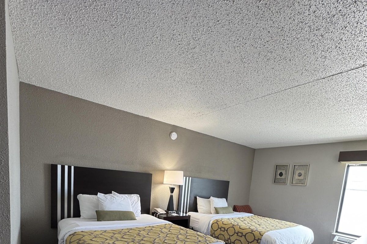 Standard Room, 2 Queen Beds, Non Smoking, Refrigerator & Microwave | Desk, laptop workspace, blackout curtains, iron/ironing board