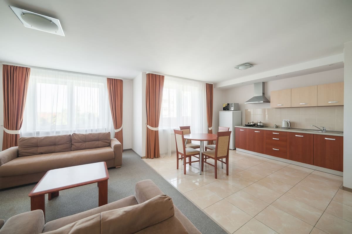 Appartamento Standard, 1 camera da letto | Cucina privata | Microonde, piano cottura, macchina per tè/caffè, bollitore elettrico