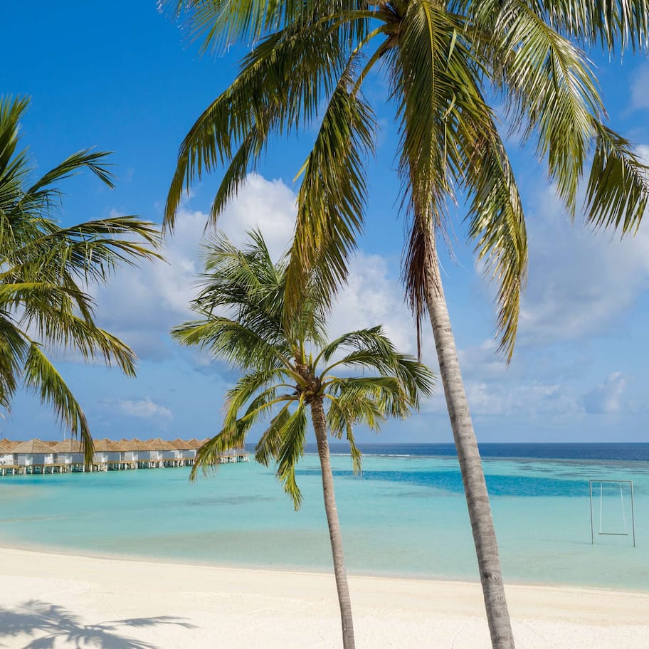 Private beach, white sand, free beach cabanas, sun loungers