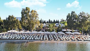 Private beach, free beach cabanas, sun-loungers, beach umbrellas