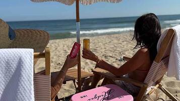 Beach nearby, sun loungers, beach umbrellas, beach towels