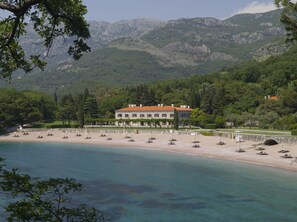 On the beach, snorkelling