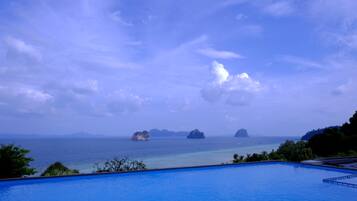 Outdoor pool, pool umbrellas