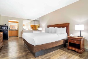 Premium bedding, pillowtop beds, desk, blackout drapes