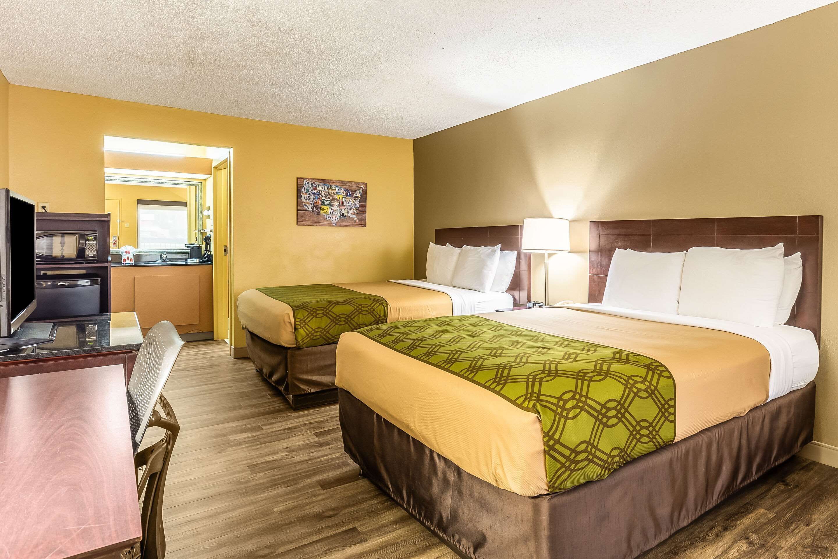 Premium bedding, pillowtop beds, desk, blackout drapes