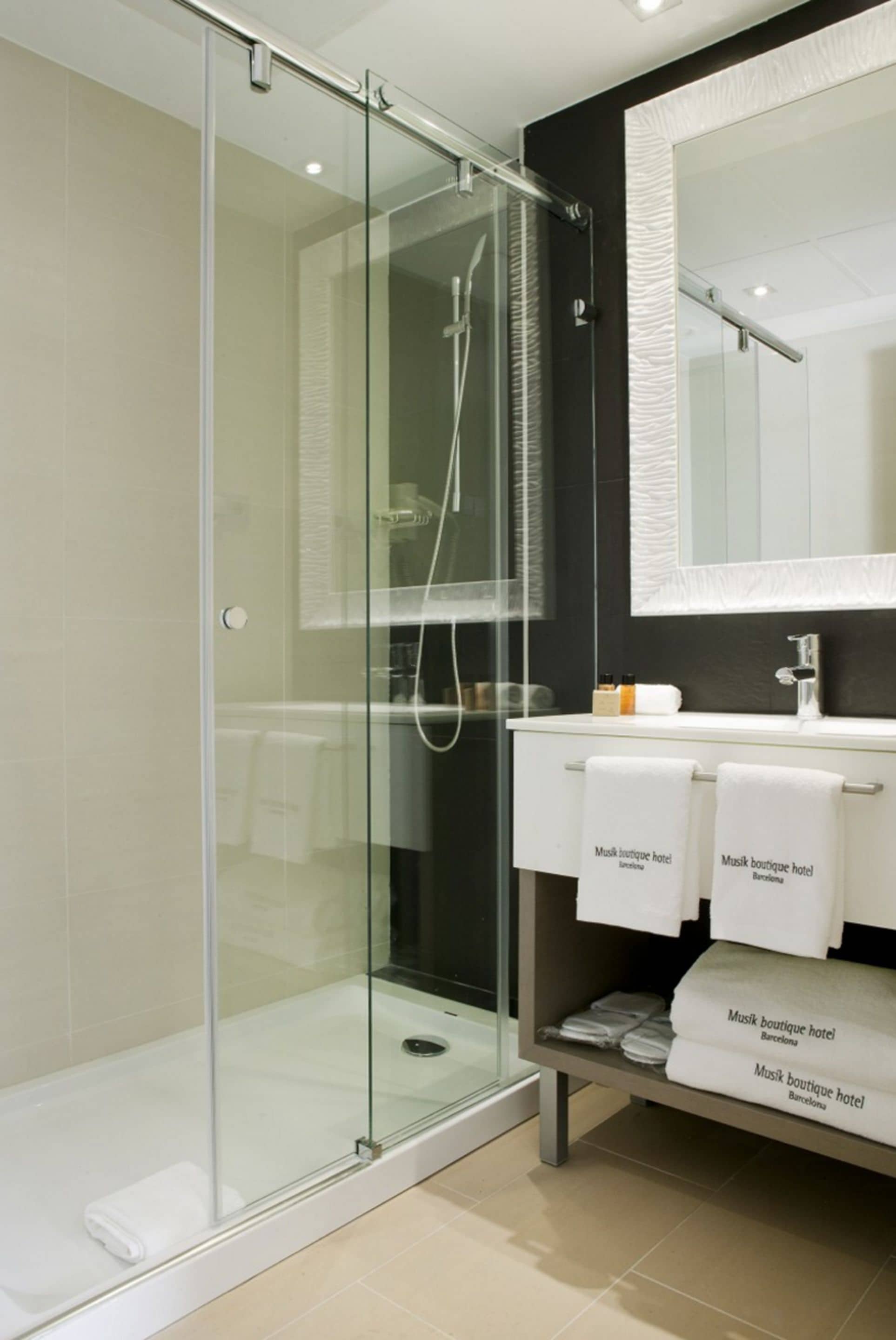 standard double room | bathroom | shower, designer toiletries, hair dryer, slippers