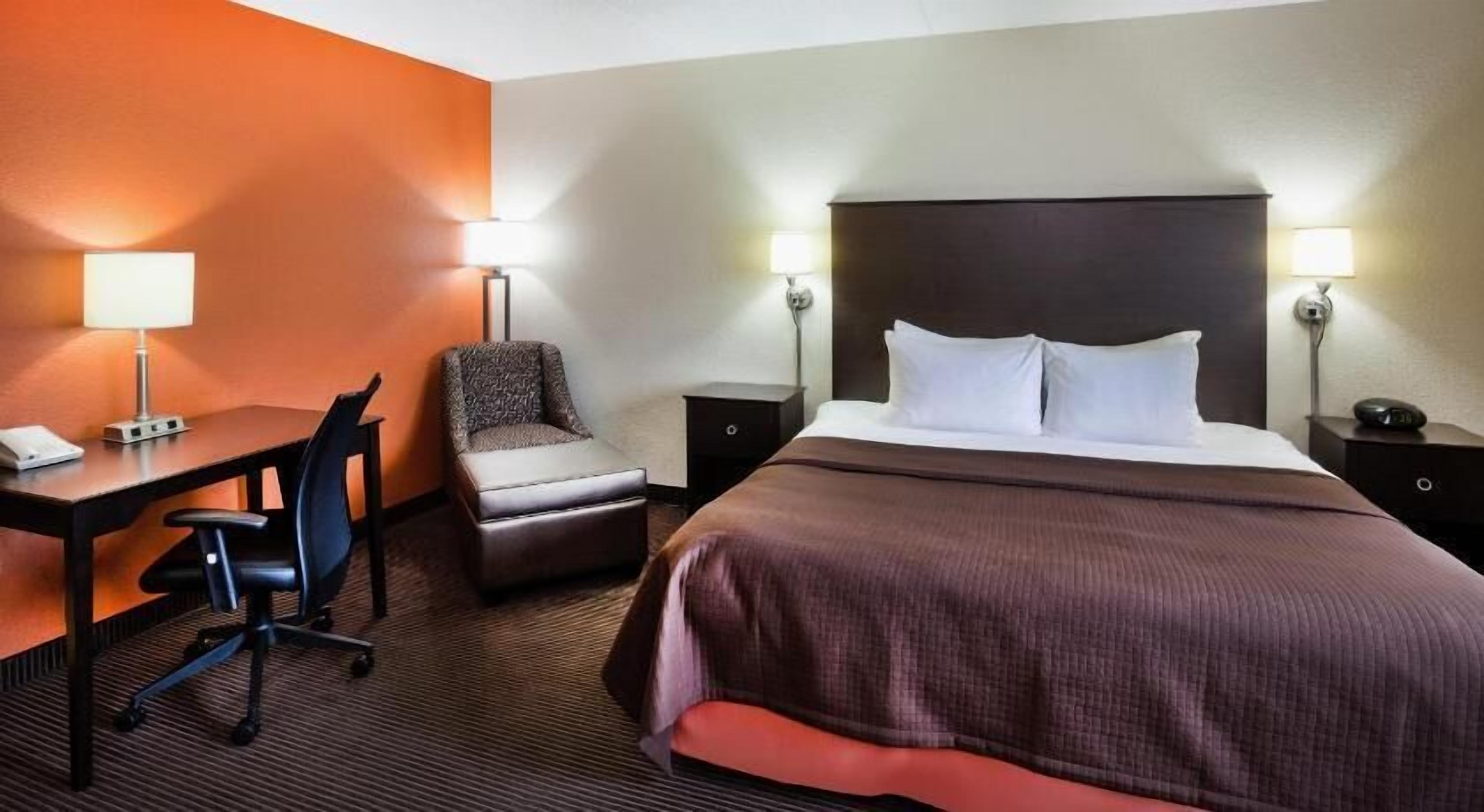 Premium bedding, desk, blackout curtains, soundproofing