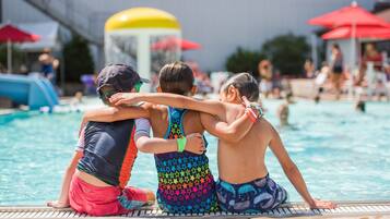 Indoor pool, outdoor pool, sun loungers