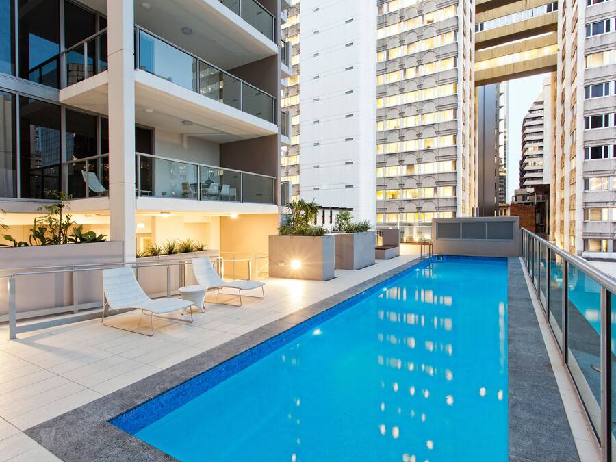 Outdoor pool, pool loungers