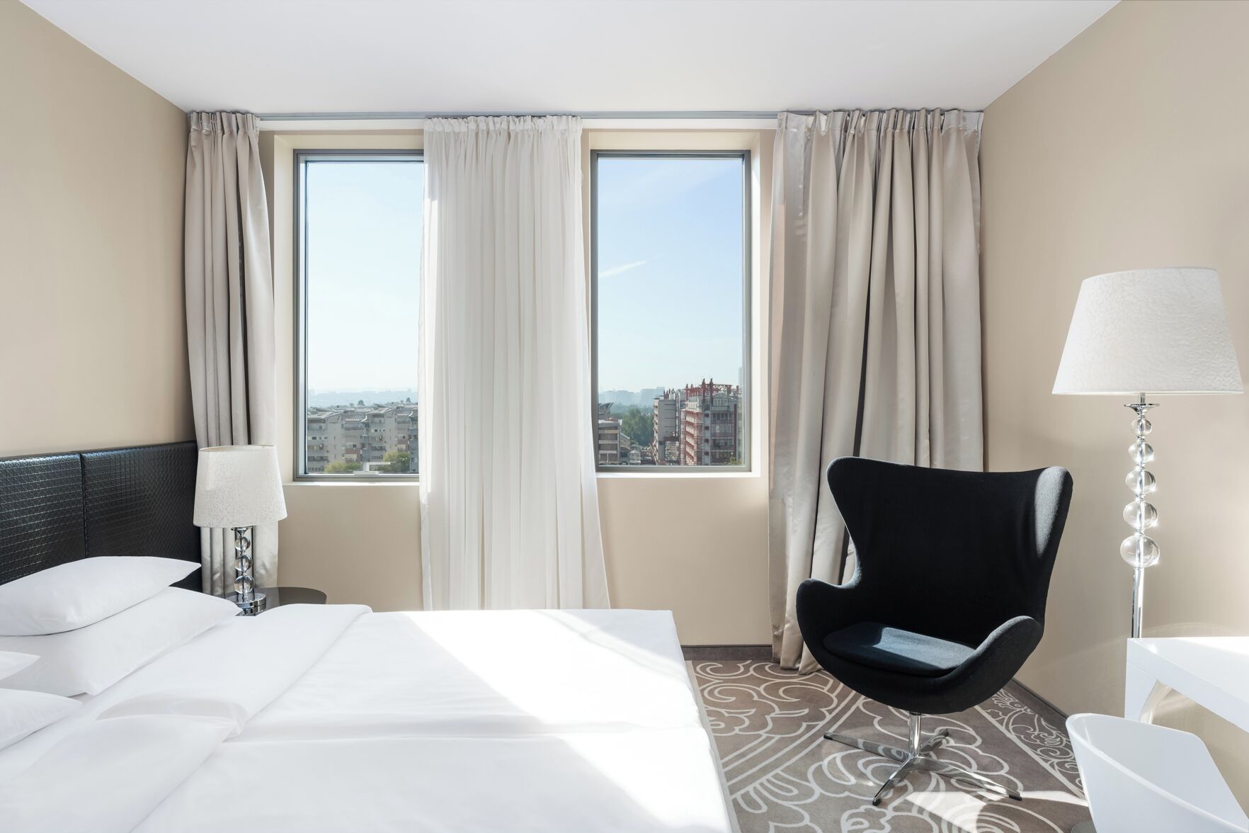 Hypo-allergenic bedding, minibar, in-room safe, individually decorated