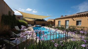 Indoor pool, seasonal outdoor pool, pool loungers