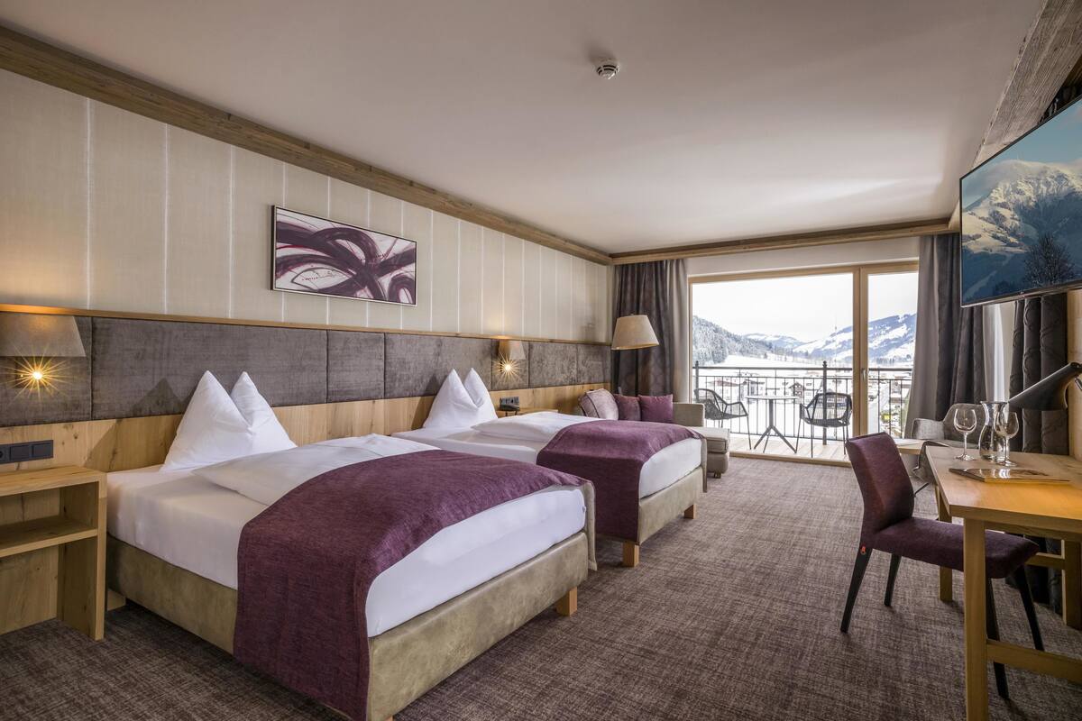 Panoramic-Suite, Terrasse | Bettwäsche aus ägyptischer Baumwolle, hochwertige Bettwaren