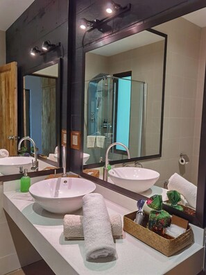 Hair dryer, slippers, bidet, towels