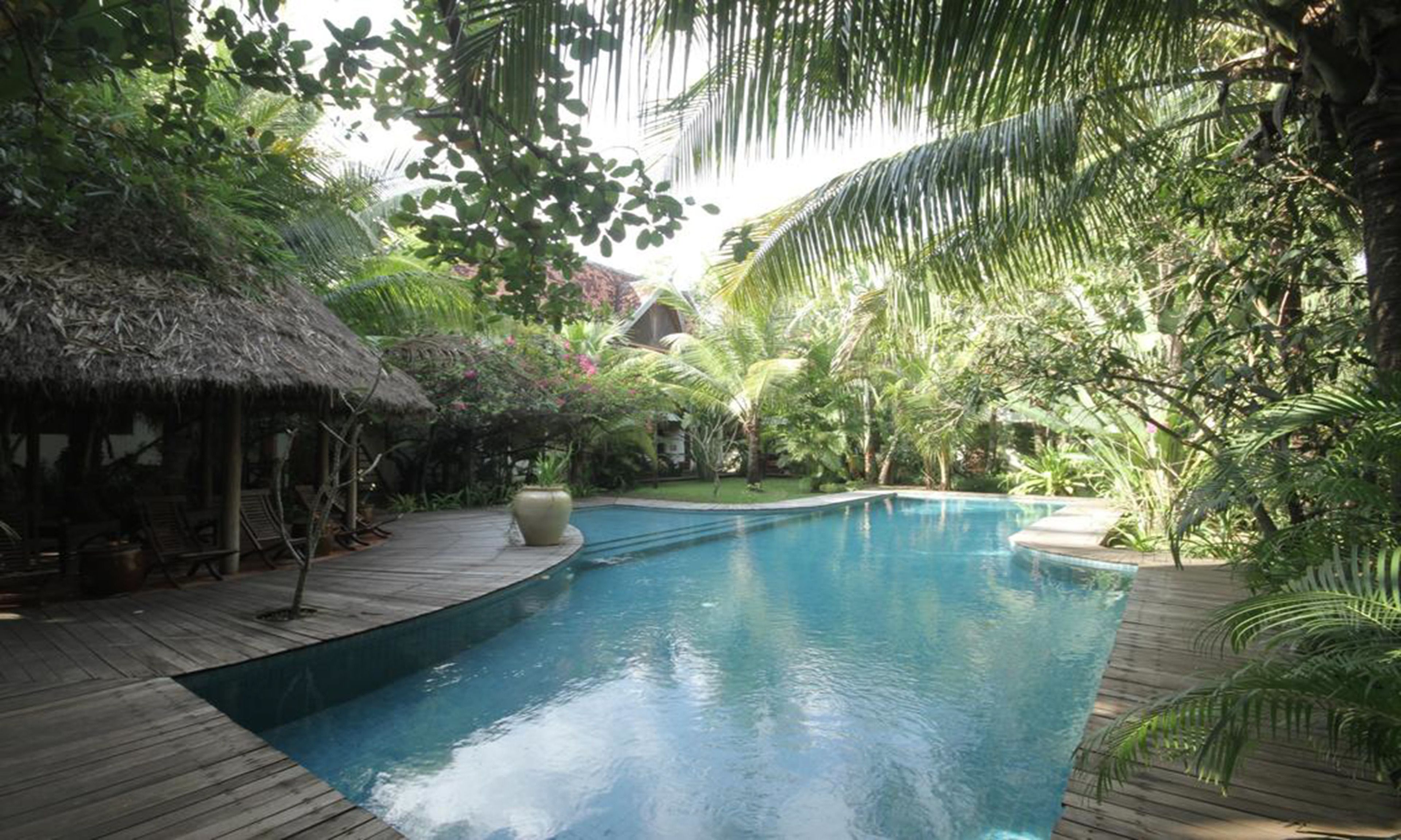 outdoor pool, pool loungers