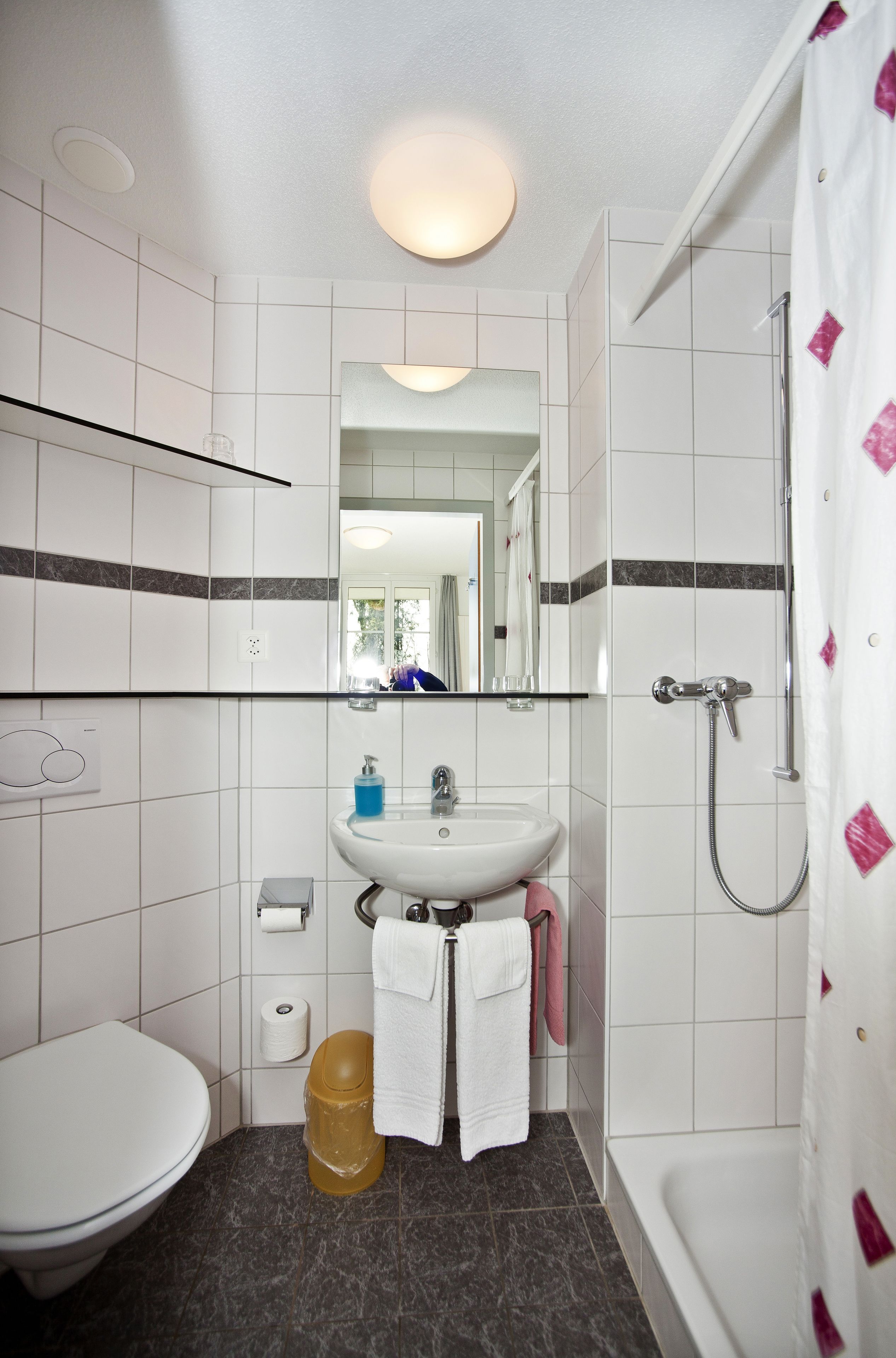 standard single room | bathroom | shower, hair dryer, towels