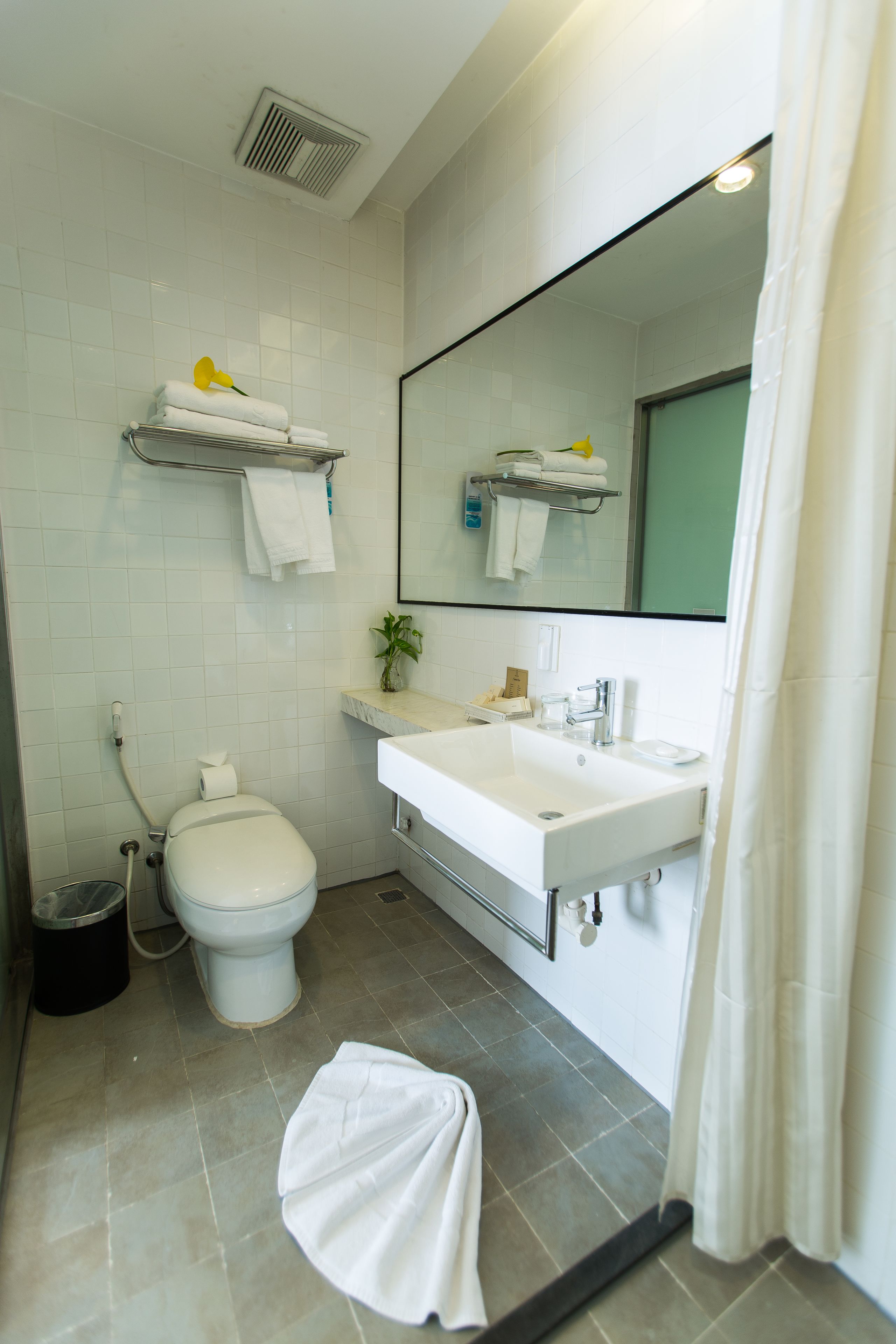 shower, rainfall showerhead, free toiletries, hair dryer