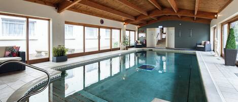 Indoor pool, sun loungers
