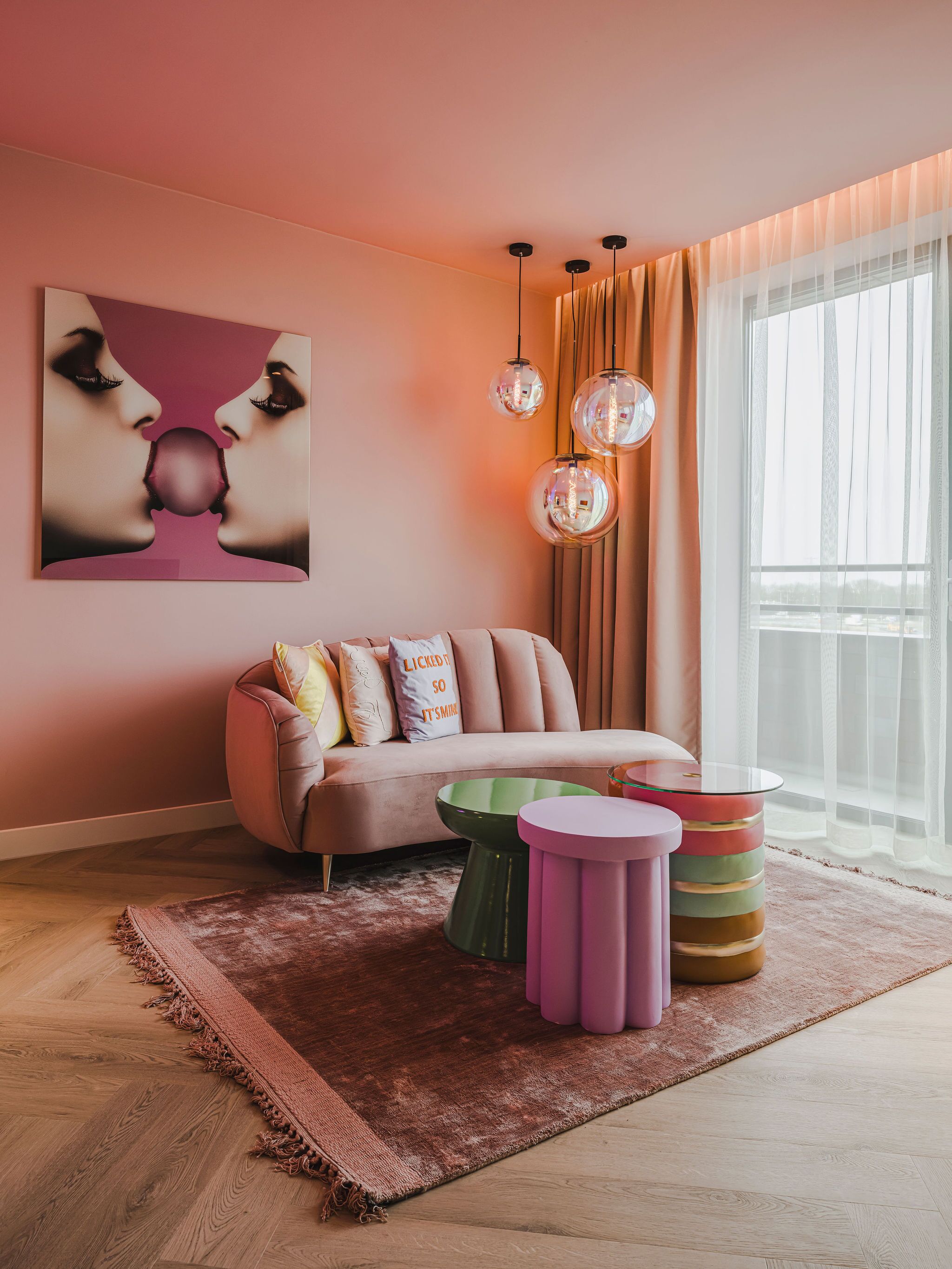 candyland suite | living area | 50-inch smart tv with cable channels, netflix, streaming services