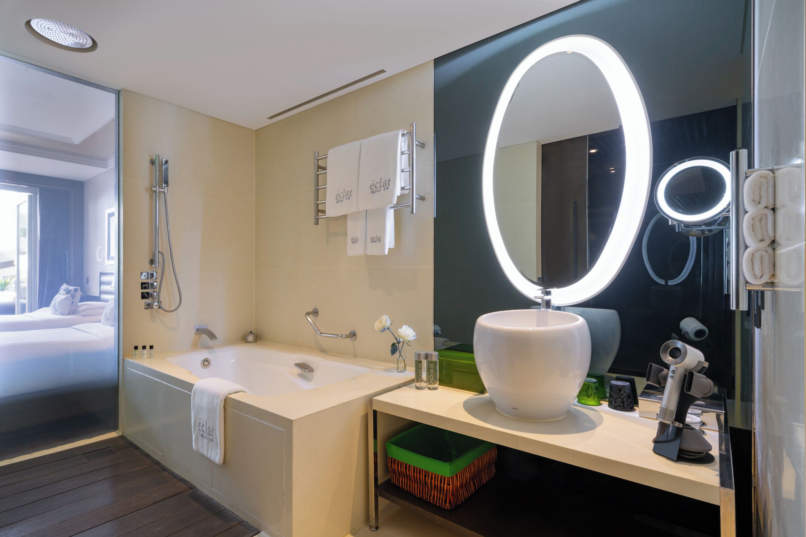 deluxe twin room, 2 single beds, terrace | bathroom | separate bathtub and shower, jetted bath, rainfall showerhead